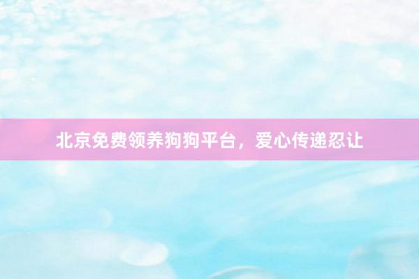 北京免费领养狗狗平台，爱心传递忍让